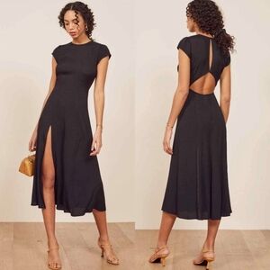Reformation - Gavin, Black Backless Midi Dress